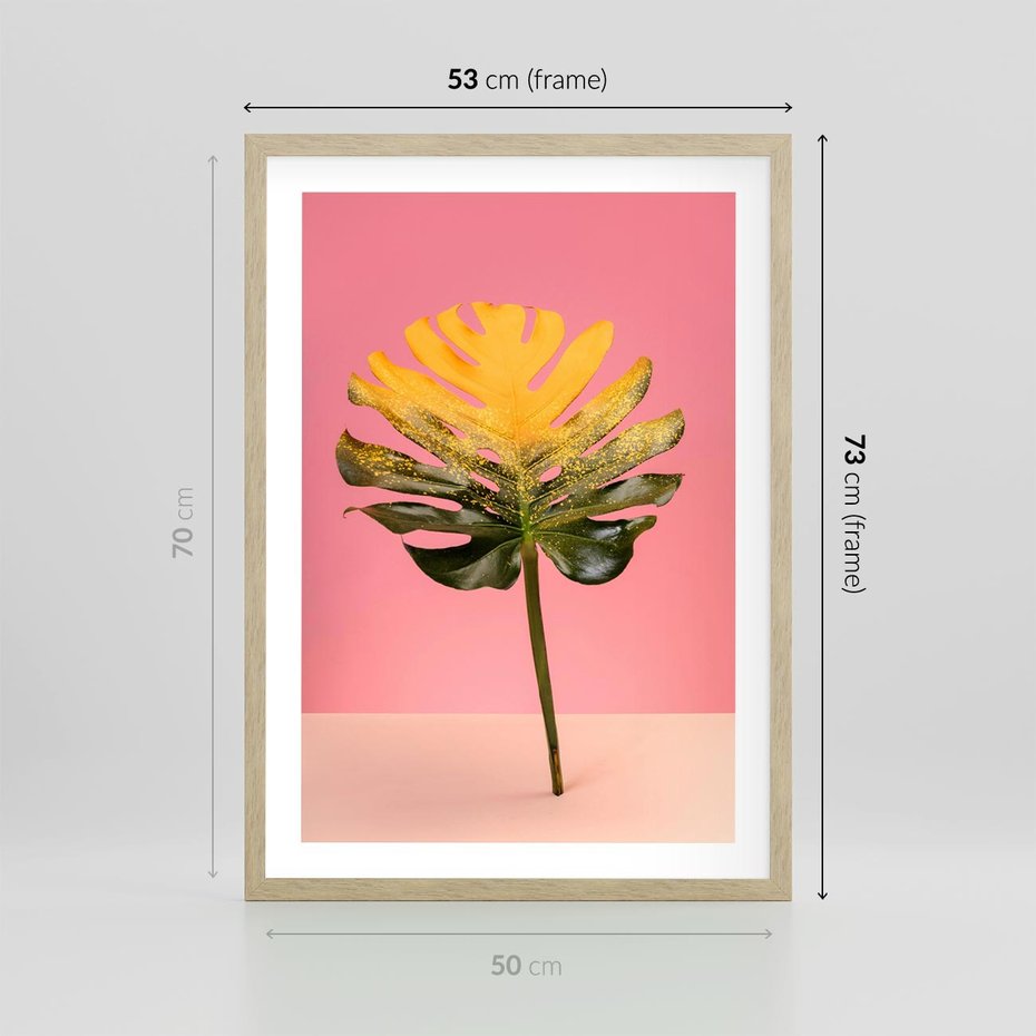 Plakat w ramie 50x70 - Majestatyczna monstera - monstera, liść - rama drewno