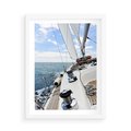 Plakat w ramie 50x70 - Moc żaglowca na pełnym morzu - żaglowiec, jacht - rama biała