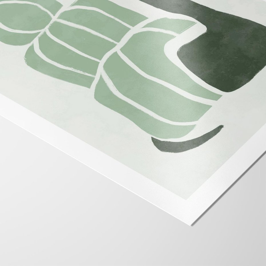 Plakat bez ramy 50x70 - Zielona Równowaga - abstrakcyjny zielony ślimak, skandynawski design