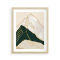 Plakat w ramie 40x50 - Minimalistyczne Góry: Złota Sztuka Natury - minimalistyczna grafika, góry - rama drewno