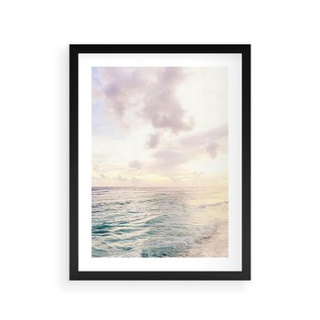 Plakat w ramie 40x50 - Pastelowa Plaża - plaża, pastelowe kolory - rama czarna