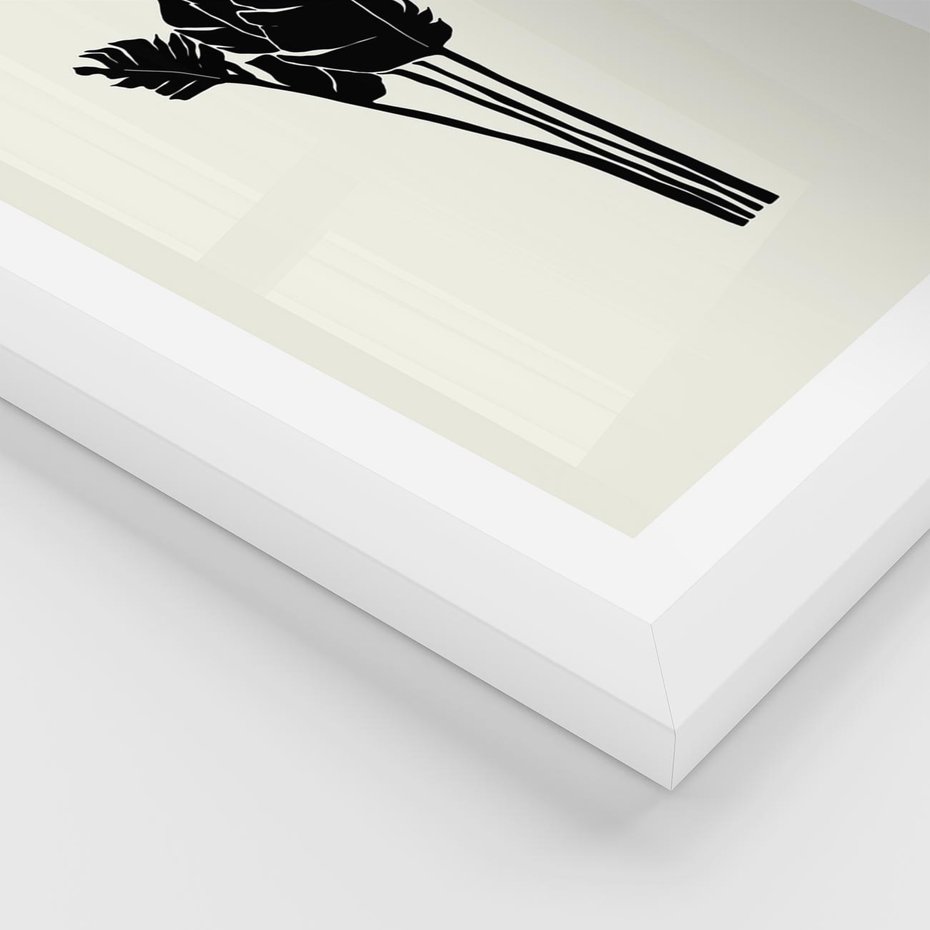 Plakat w ramie 30x40 - Elegancja Palm - nowoczesna sztuka, minimalistyczny styl - rama biała