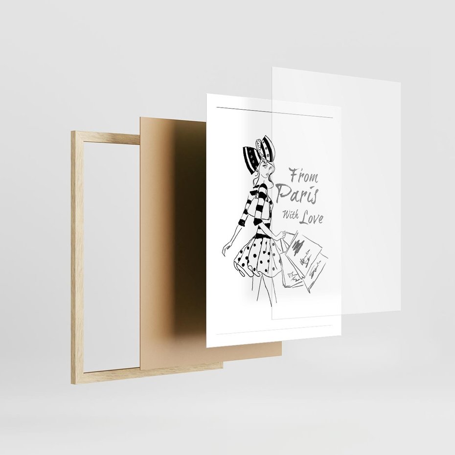 Plakat w ramie 50x70 - Paryż - Miasto Romantycznej Grafiki - Paryż, Paris - rama drewno