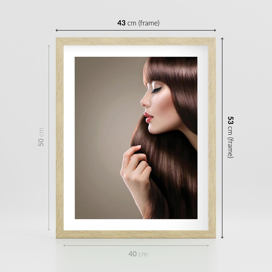 Plakat w ramie 40x50 - Piękno fryzury - włosy, fryzura - rama drewno