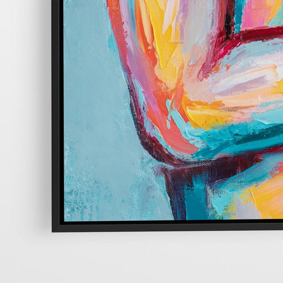 Obraz w ramie 70x50 - Nagie Natchnienie - obraz olejny, naga kobieta - rama czarna