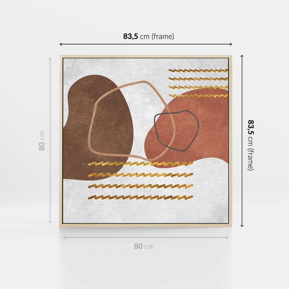 Obraz w ramie 80x80 - Odbicie światła serca - abstrakcyjne rozlane plamy, boho styl - rama drewno