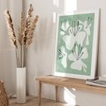 Plakat bez ramy 21x30 - Rozkwitające Ukojenie - zgaszona zieleń, kwiaty