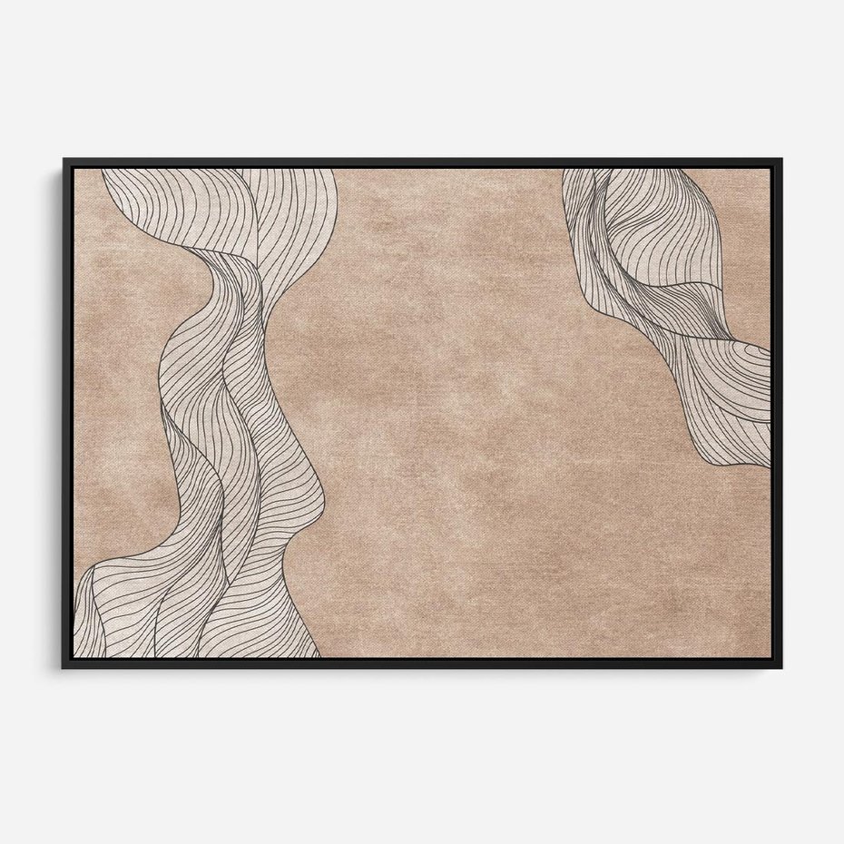 Obraz w ramie 100x70 - Symfonia uczuć i kształtów - delikatna kompozycja, falujące linie - rama czarna