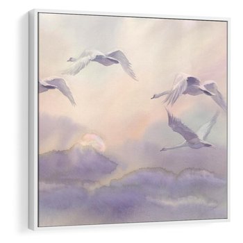 Obraz w ramie 80x80 - Ruchoma cisza widzenia - akwarela, subtelene - rama biała