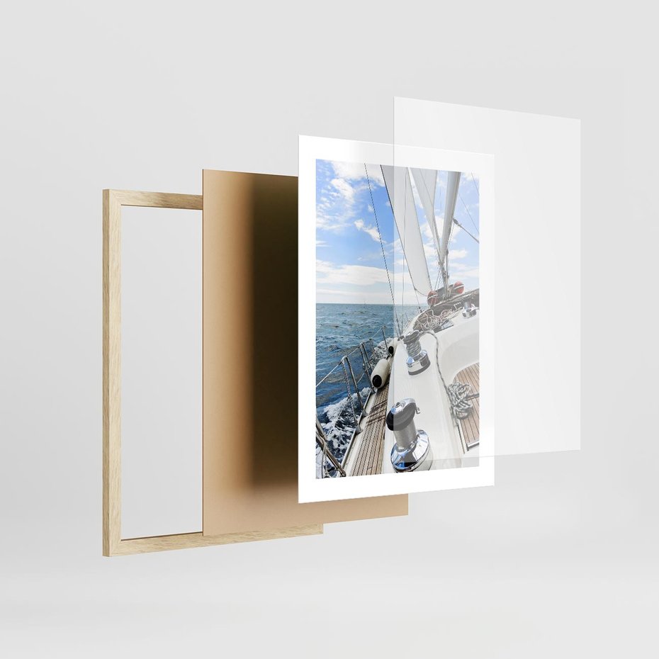 Plakat w ramie 30x40 - Moc żaglowca na pełnym morzu - żaglowiec, jacht - rama drewno
