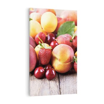 Obraz na płótnie 80x120 - brzoskwinie i wiśnie - owoce, brzoskwinie