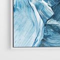 Obraz w ramie 50x50 - W stronę niebieskiego horyzontu - abstrakcja, rozlane farby - rama biała