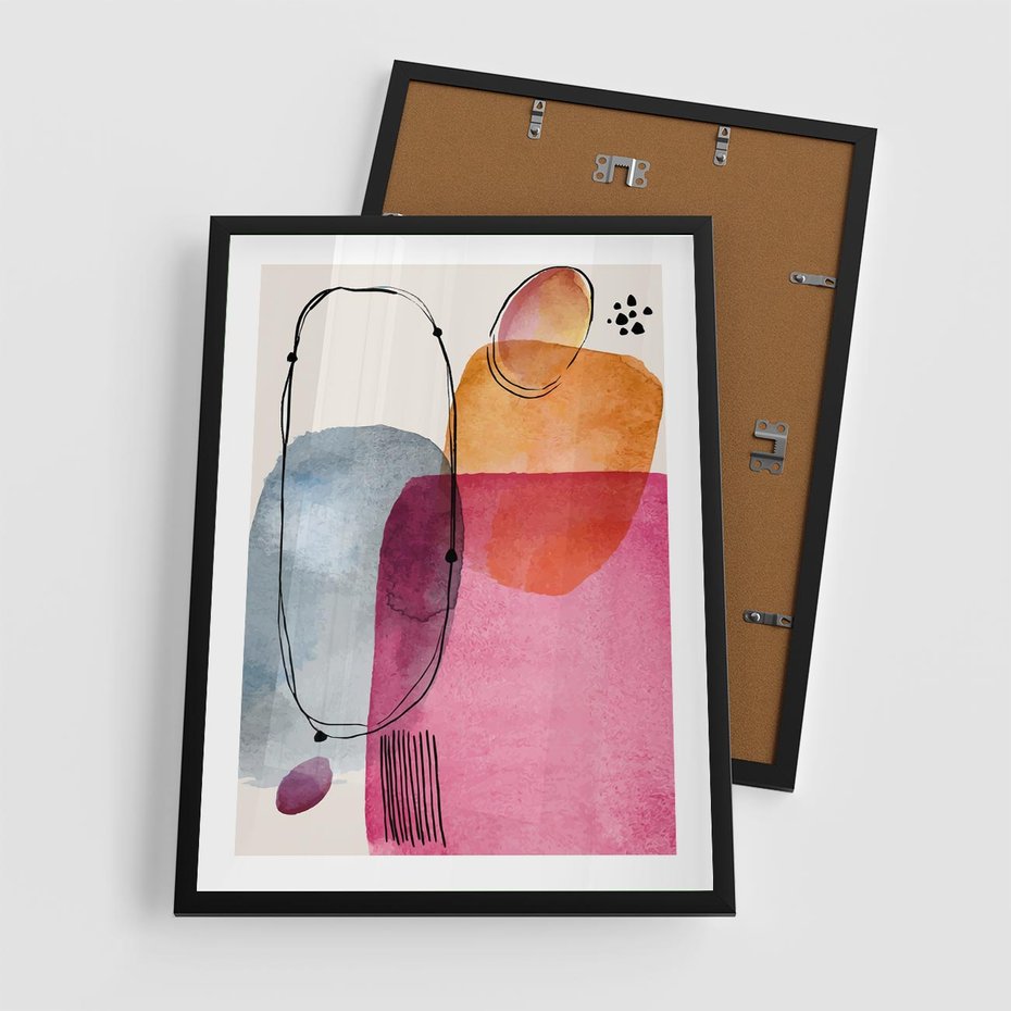 Plakat w ramie 50x70 - Kolorowe Pastelowe Spektrum - kolorowe pastelowe plamy, rozmyte żywe kolory - rama czarna