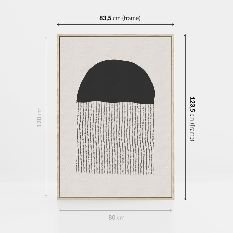 Obraz w ramie 80x120 - Wewnętrzne Widzenia - abstrakcyjna kompozycja, półkole - rama drewno