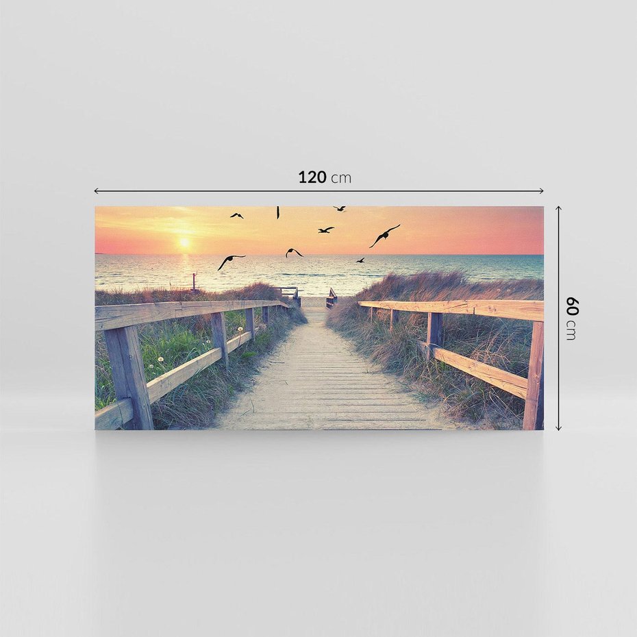 Obraz na płótnie 120x60 - Sielanka nad brzegiem - plaża, pomost