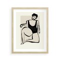 Plakat w ramie 40x50 - Szkic Kobiety w Czerni i Bieli - grafika, modern - rama drewno