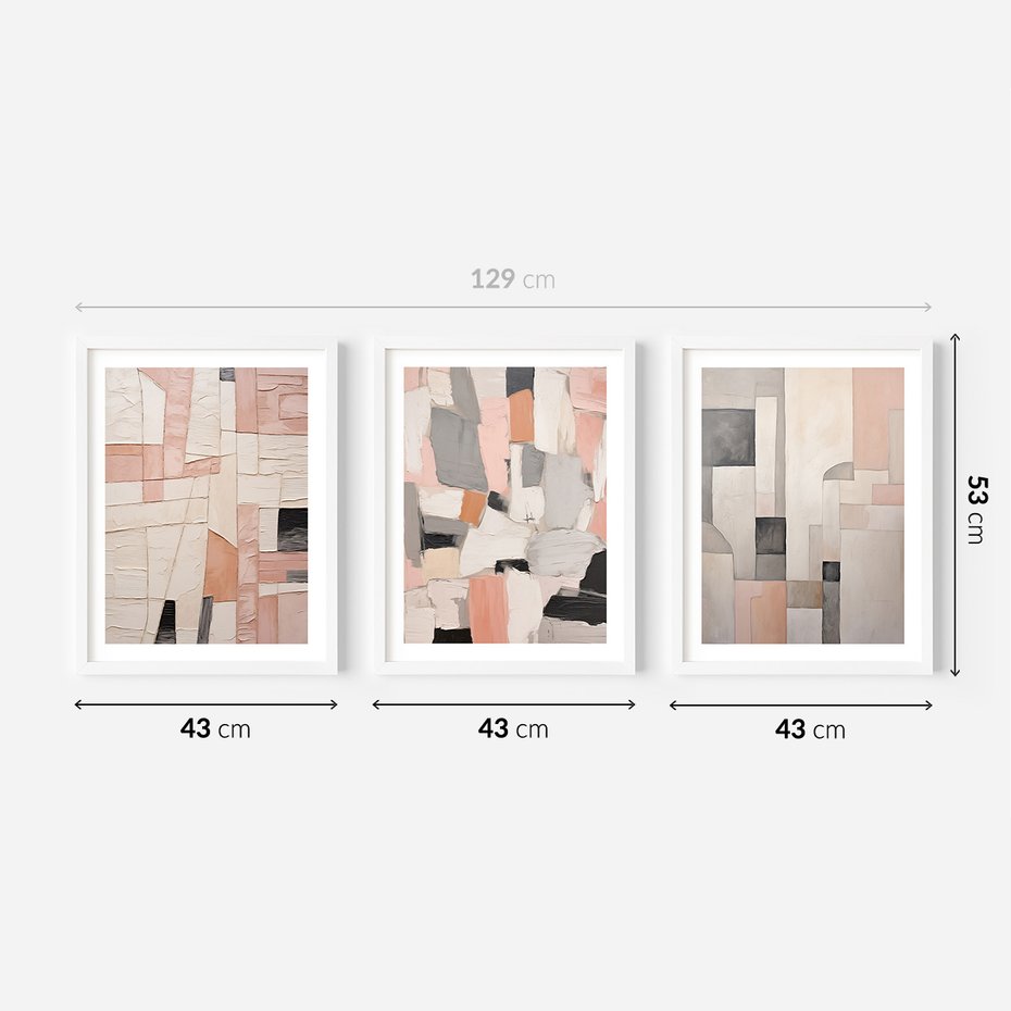 Zestaw obrazy w ramie 40x50 galeria - pastelowa, abstrakcja, olejny - rama biała