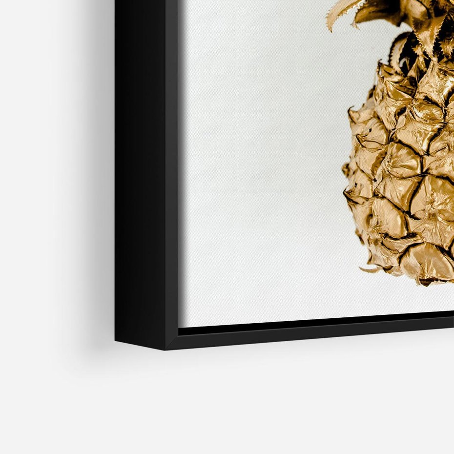 Obraz w ramie 50x50 - Ekskluzywny Akcent - złoty, ananas - rama czarna