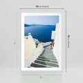 Plakat w ramie 50x70 - Malowniczy urok wyspy - Santorini, schodki - rama biała
