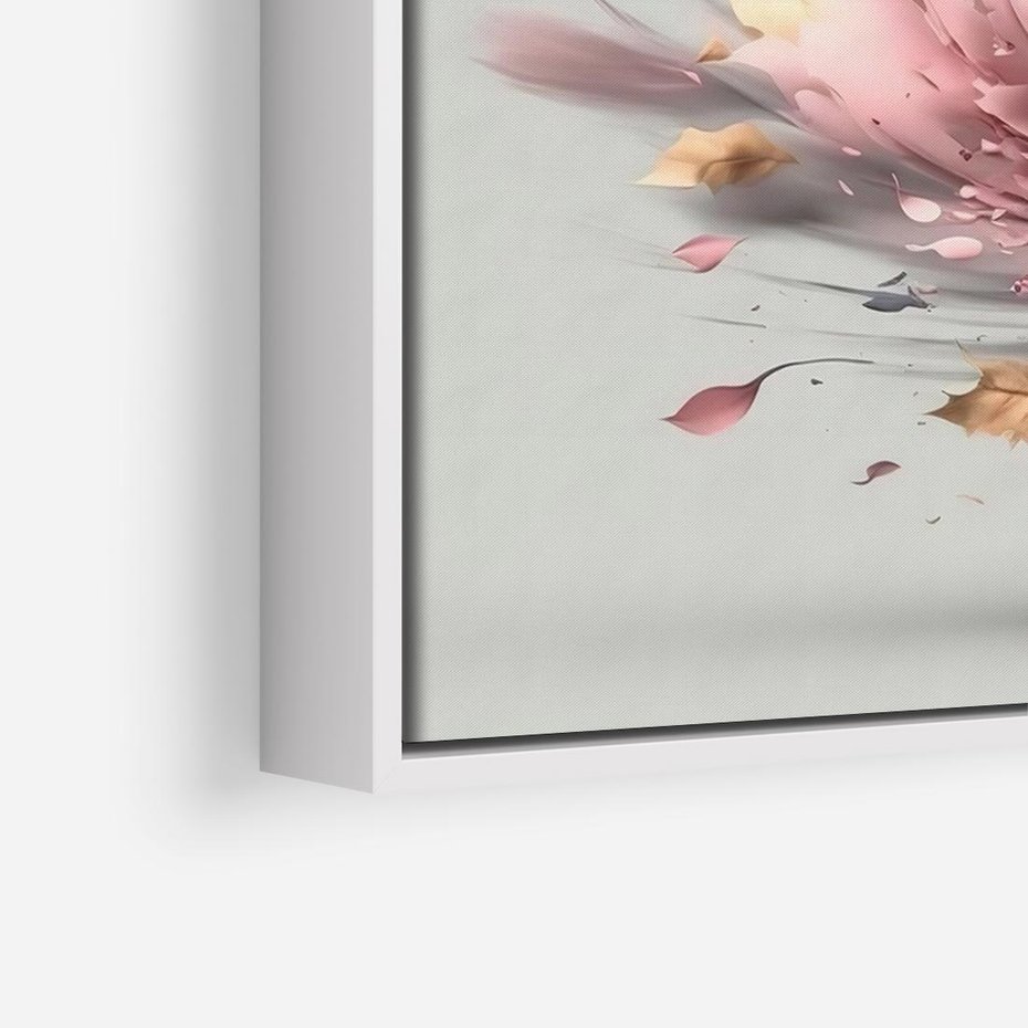 Obraz w ramie 120x80 - Kwiatowy Wir - nowoczesna grafika komputerowa, wir z kwiatów - rama biała