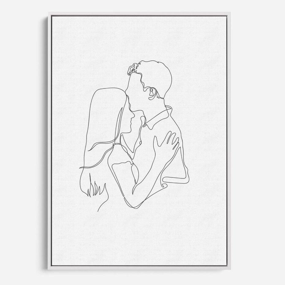 Obraz w ramie 80x120 - Bezgraniczne Przenikanie - para zakochanych, kobieta i mężczyzna - rama biała