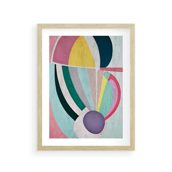 Plakat w ramie 30x40 - Podróżne Echa Przestrzeni - abstrakcyjne dziwne kształty, olejny obraz - rama drewno