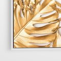 Obraz w ramie 50x50 - Monstera Złote Liście - monstera, złote - rama biała