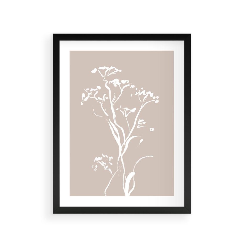 Plakat w ramie 30x40 - Harmonijne Mini Boho - minimalistyczny delikatny obraz, beżowe odcienie - rama czarna