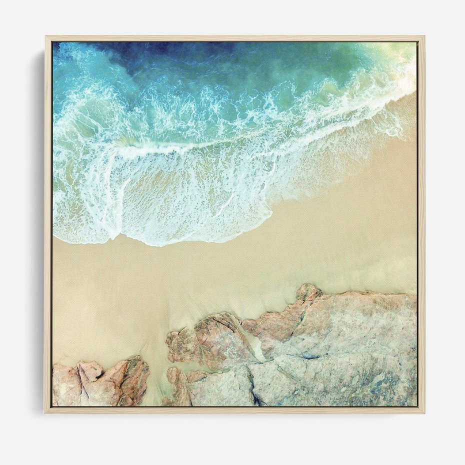 Obraz w ramie 50x50 - Turkusowe Skrzydła - morze, plaża - rama drewno