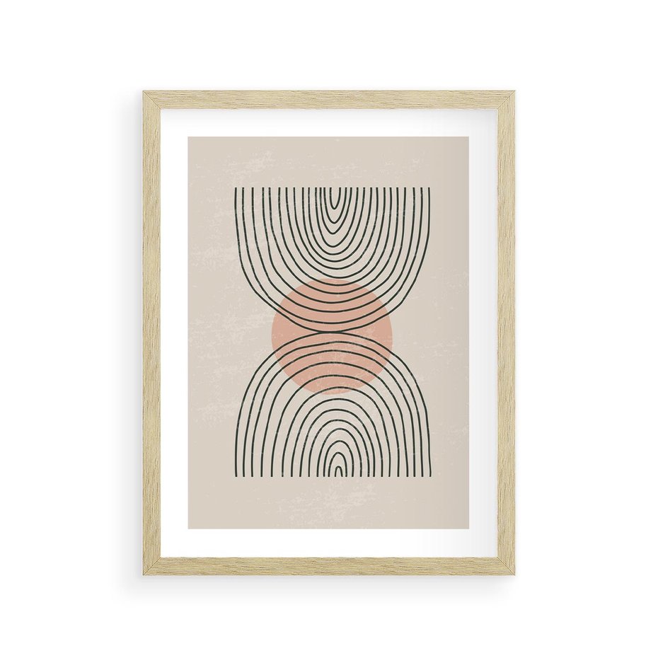 Plakat w ramie 30x40 - Nowy Rytuał - abstrakcyjna sztuka, boho kształty - rama drewno