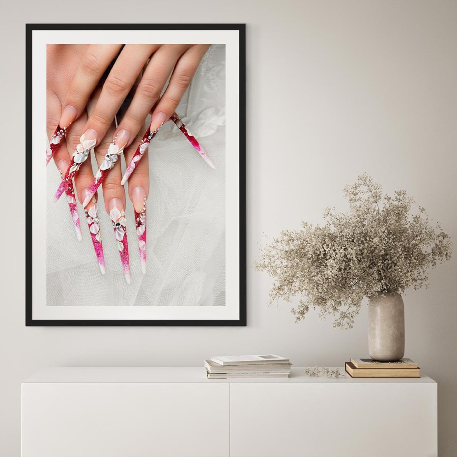 Plakat w ramie 30x40 - Paznokcie jak dzieło sztuki - paznokcie, manicure - rama czarna