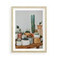 Plakat w ramie 50x70 - Kaktusowa Galeria w Doniczkach - kaktusy w doniczkach, fotografia - rama drewno