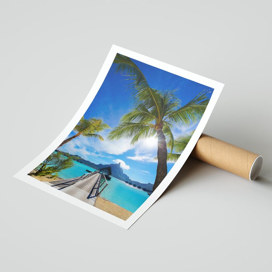 Plakat bez ramy 40x50 - Tropikalne palmy nad oceanem - palmy, ocean