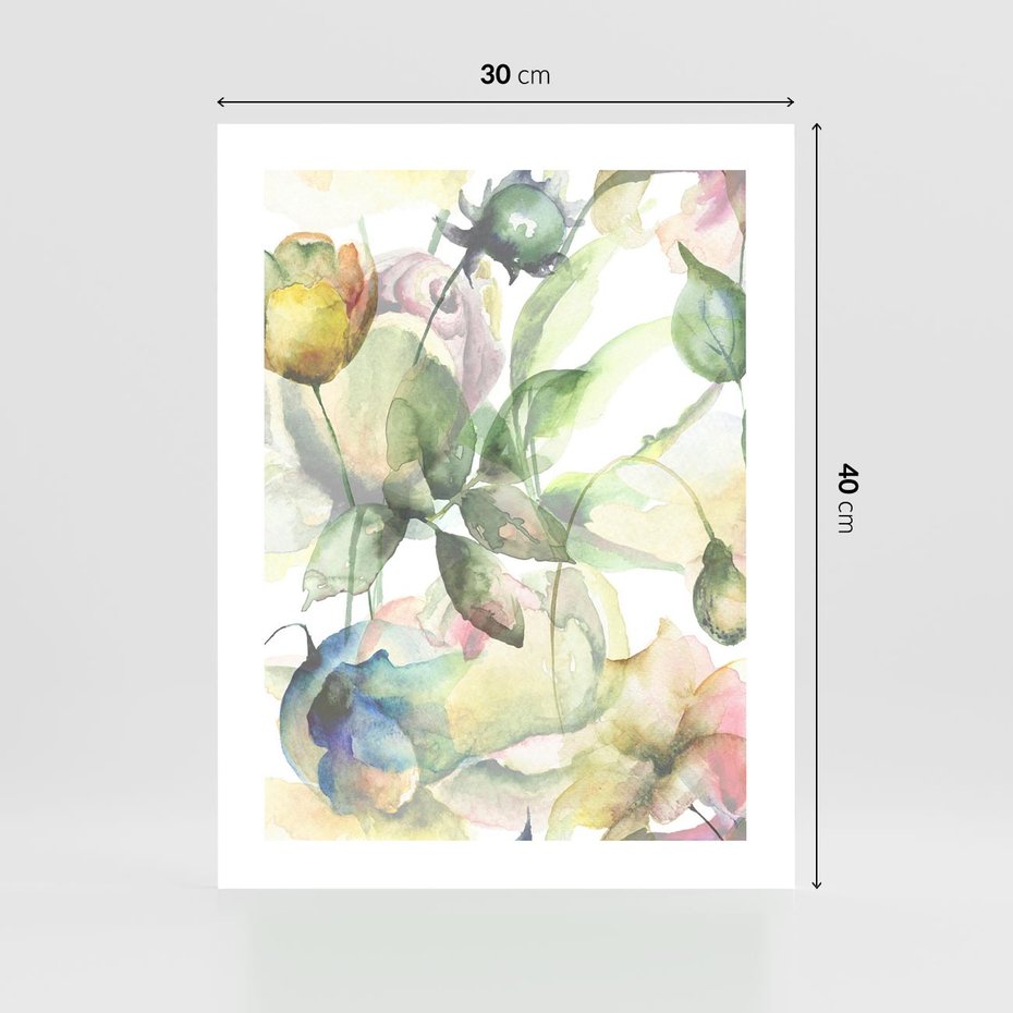 Plakat bez ramy 30x40 - Delikatne Kolory - akwarelowe, kwiaty