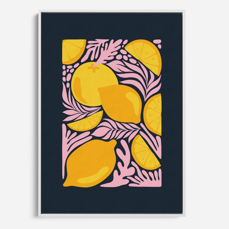 Obraz w ramie 80x120 - Kreatywne Rytmy - granatowe tło, nowoczesna kompozycja - rama biała