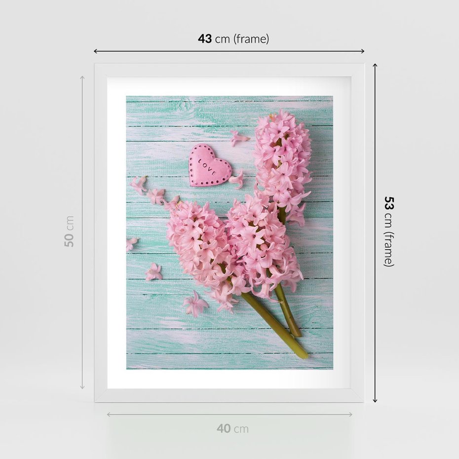 Plakat w ramie 40x50 - Hiacynty w Kwiatowej Kompozycji - hiacynty, kwiaty - rama biała