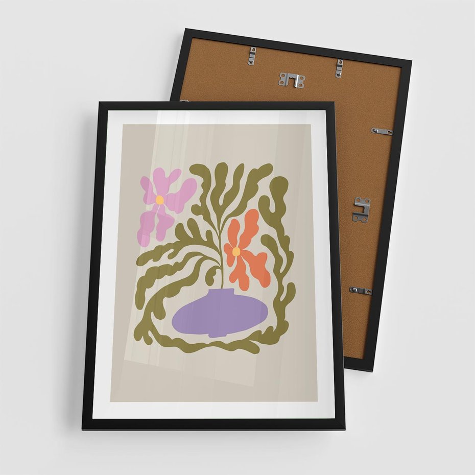 Plakat w ramie 50x70 - Kolorowe Echa - kwiaty, abstrakcja - rama czarna