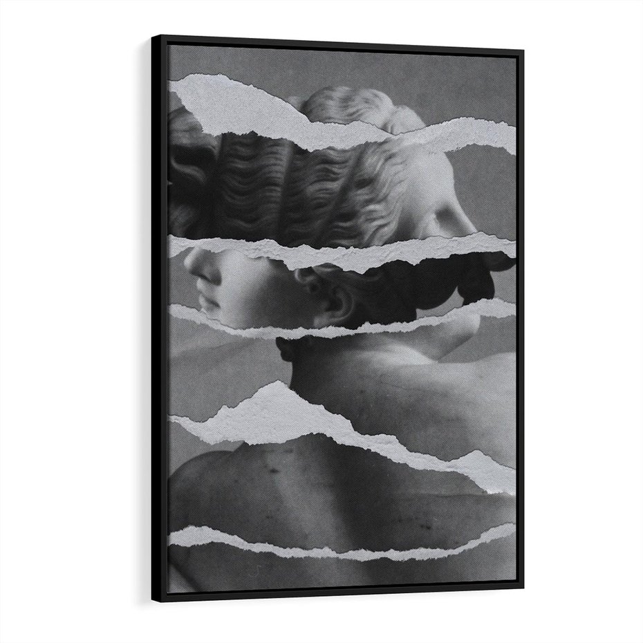 Obraz w ramie 70x100 - Kolaż z Antyczną Rzeźbą - antyczna rzeźba, kolaż ze zdjęć - rama czarna