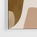 Obraz w ramie 50x50 - Harmonia chaosu i porządku - abstrakcyjne kształty, kolory beżu i brązu - rama biała