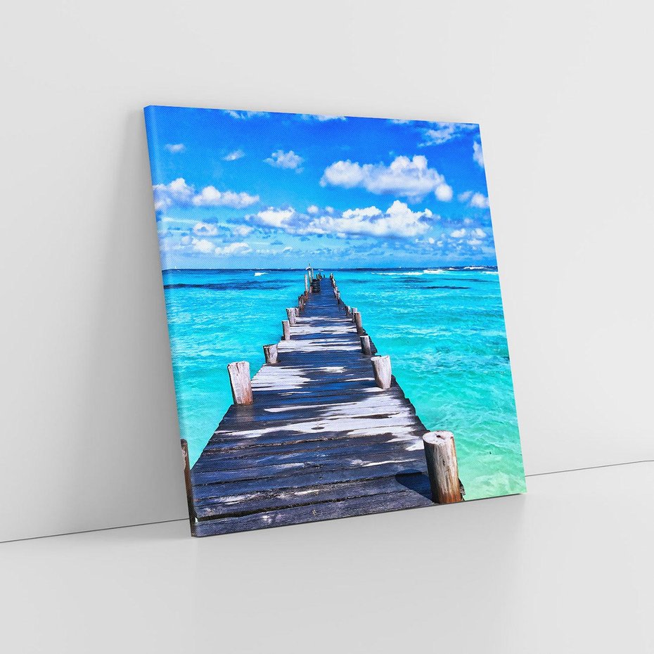 Obraz na płótnie 30x30 - Molo na Plaży Morza - molo, plaża