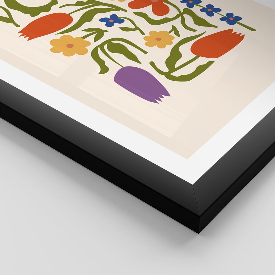 Plakat w ramie 40x50 - Minimalistyczna Harmonia - kwiaty, sztuka nowoczesna - rama czarna