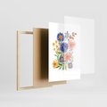 Plakat w ramie 50x70 - Migocące Widoki Kwiatów - akwarelowe polne kwiaty, minimalistyczny plakat - rama drewno