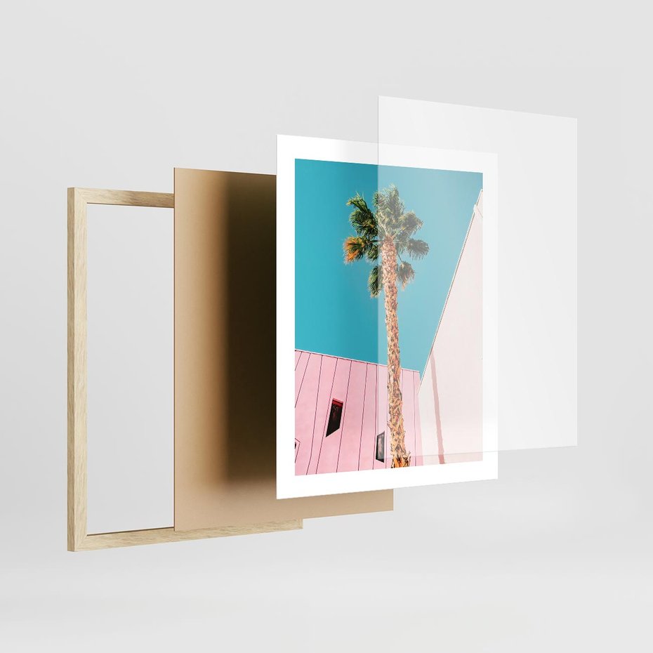 Plakat w ramie 40x50 - Palma w Miami - palma, miami - rama drewno