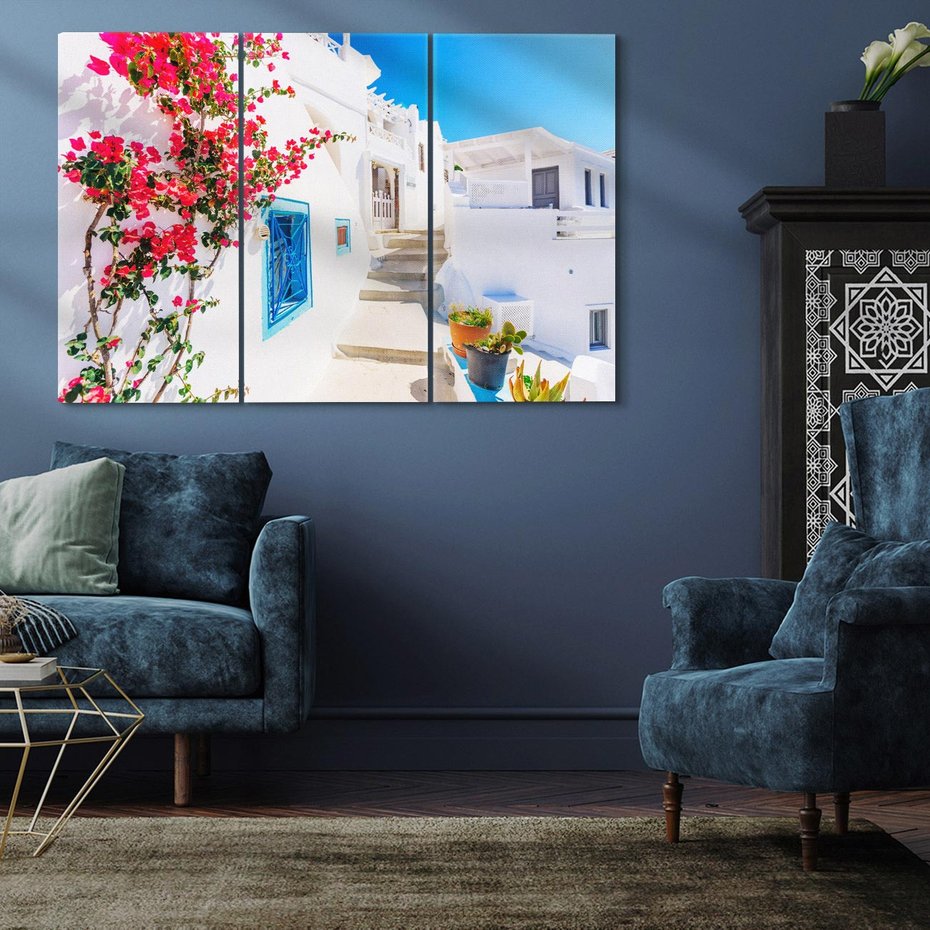 Obraz na płótnie 120x80 - Piękno miasta nad morzem - Grecja, uliczka