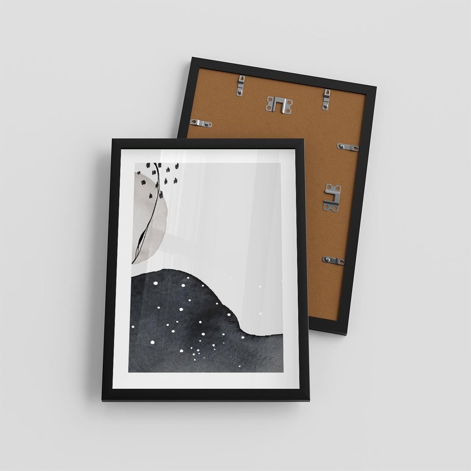 Plakat w ramie 30x40 - Szara Abstrakcja - abstrakcja, akwarela - rama czarna