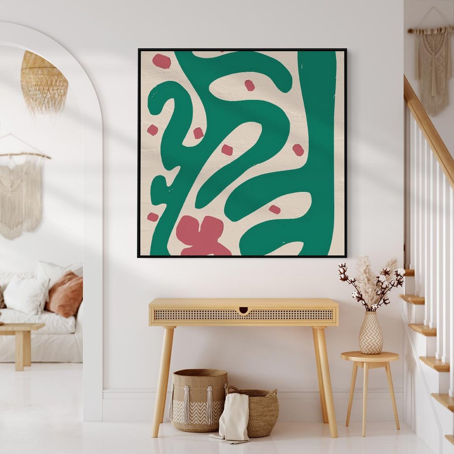 Obraz w ramie 50x50 - Boho Widoki - abstrakcyjny obraz, plakat - rama czarna