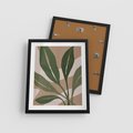 Plakat w ramie 40x50 - Nowoczesność Natury: Plakat z Zielonymi Liśćmi - nowoczesny plakat, beż - rama czarna