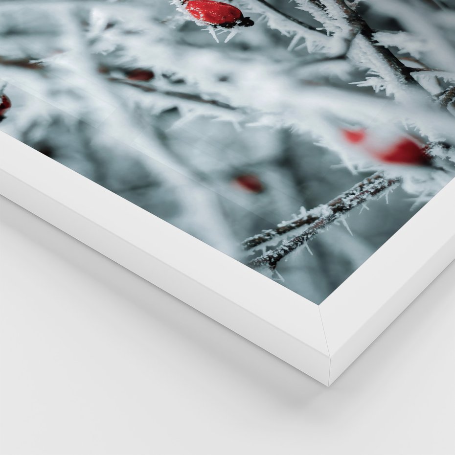 Zestaw obrazy w ramie 40x50 galeria - Zimowa, scenerai, domek, śnieg - rama biała