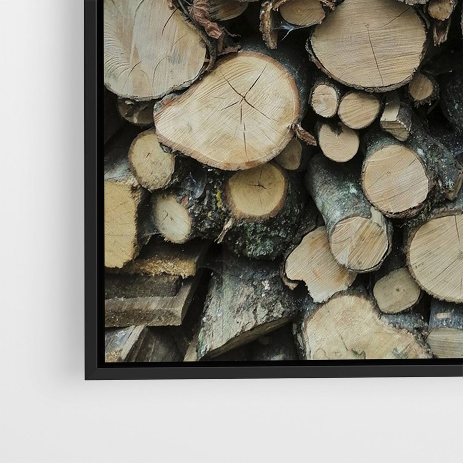 Obraz w ramie 50x70 - Bliskość Natury - drewno, las - rama czarna