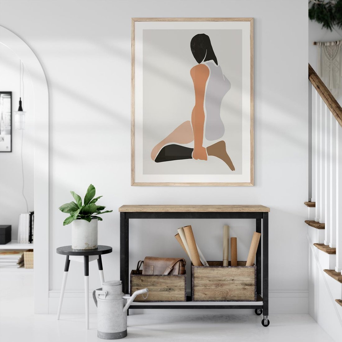 Plakat w ramie 50x70 - Widok Abstrakcyjny - abstrakcyjny obraz, minimalizm - rama drewno